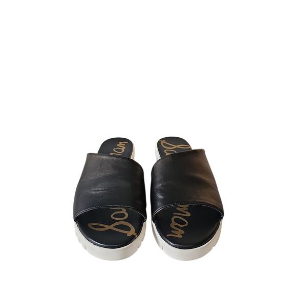 Sam Edelman Leia Sandals Leather Womens 8 Black Slip On Open Toe Comfort - Picture 6 of 11